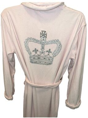 Wrap Up by VP Pink Plush Microfiber Robe Rhinestone Crown Luxury